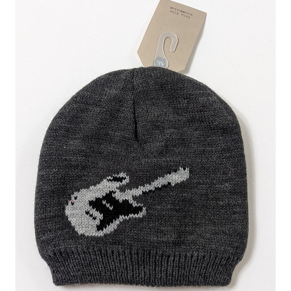 ZARA KIDS COLLECTION Gray Beanie Hat with Guitar Print Size L